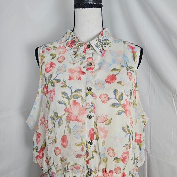 American Rag Cie Dress Women’s 1X Floral Sleeveless Button Front Ruffle Hem Boho - Picture 3 of 12